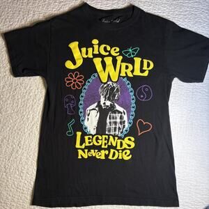 Juice Wrld Mens Black Short Sleeve Graphic Legends Never Die T Shirt Medium
